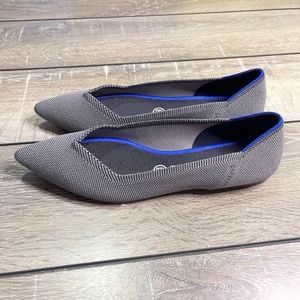 Rothy's Charcoal Flats with Vibrant Blue Accent